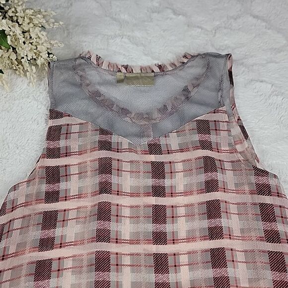 PRINCESS VERA WANG Plaid & Mesh Button Down‎ Tank Top [SIZE XL] - Picture 6 of 6